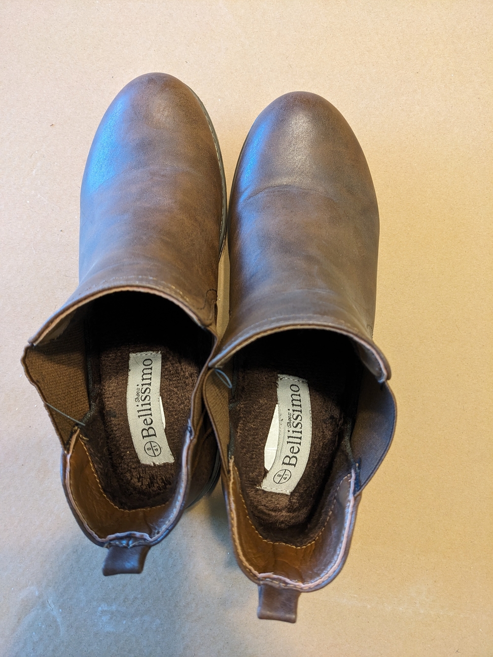 Pavers Brown Faux-Leather Women’s Slip-On Chelsea Style Boots